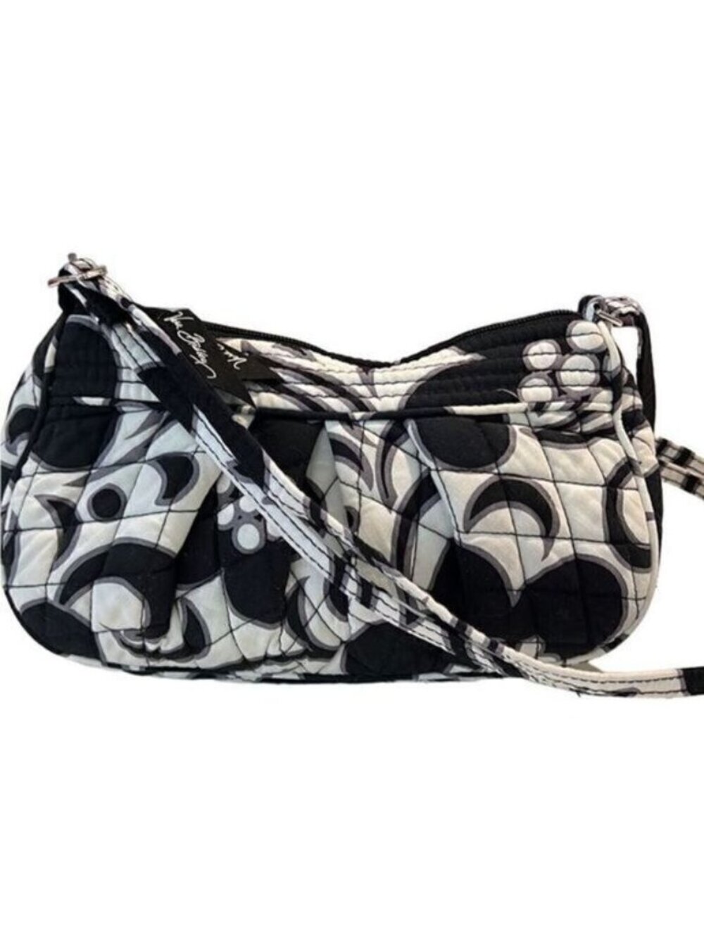 Vera Bradley Night and Day Black, Gray and White Floral Cloth Small Top Zip‎ Bag